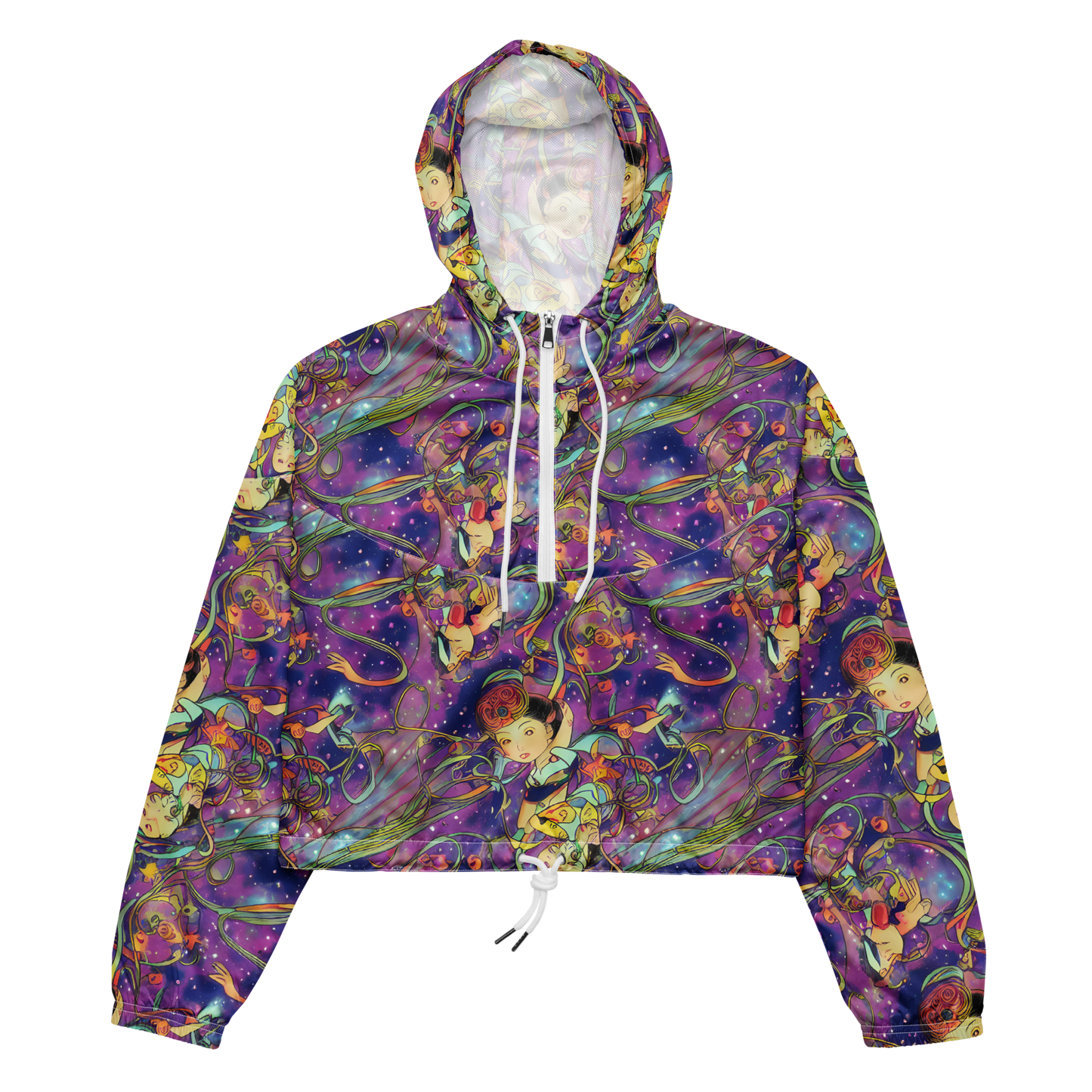 Women's Cropped Windbreaker - Spiral of Stardust