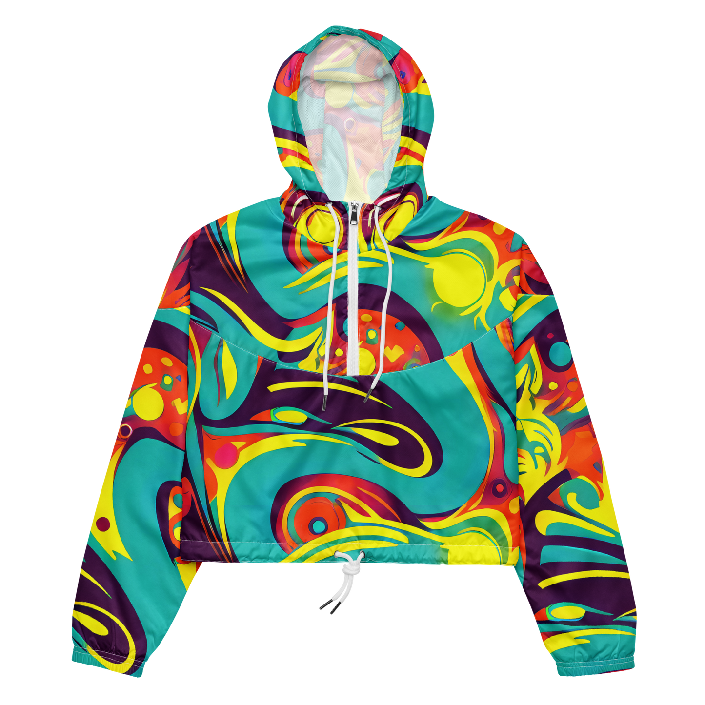 Women's Cropped Windbreaker - Retro Ribbon