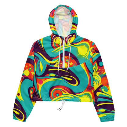 Women's Cropped Windbreaker - Retro Ribbon
