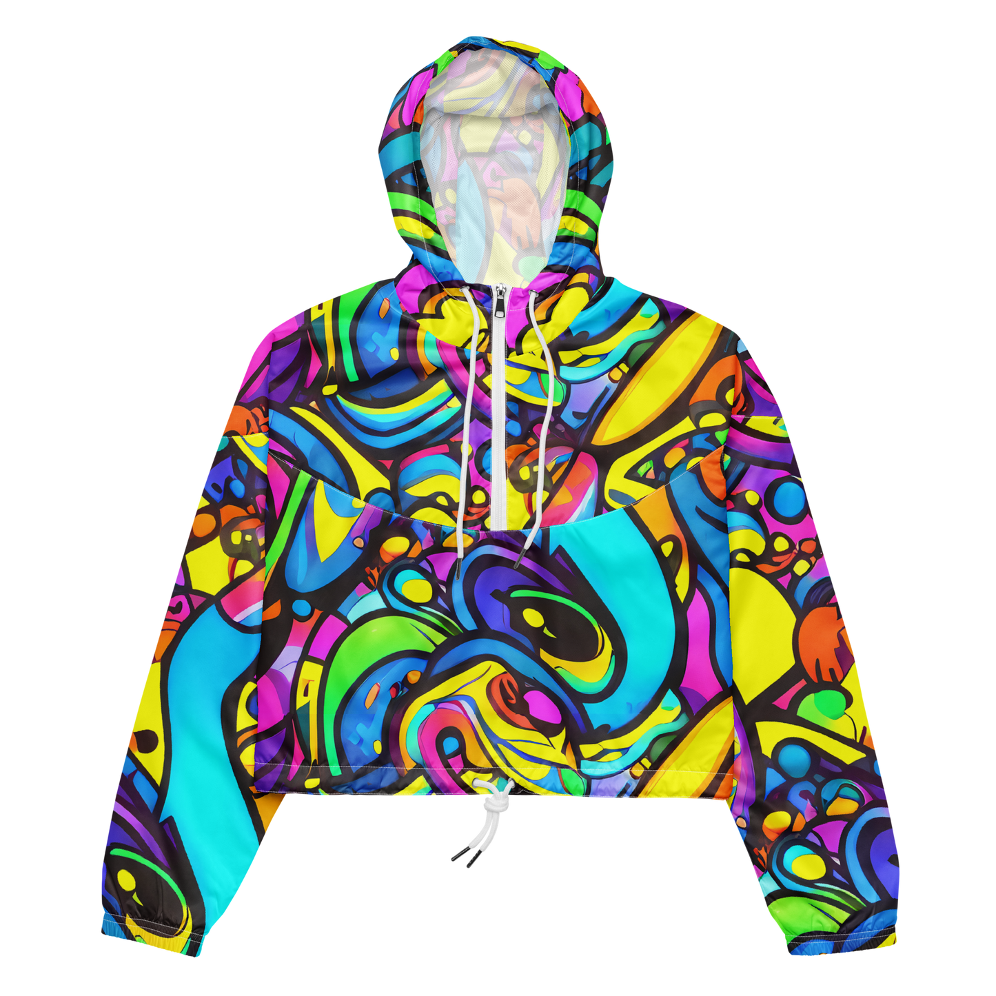 Women's Cropped Windbreaker - Kaleidoscopic Flow