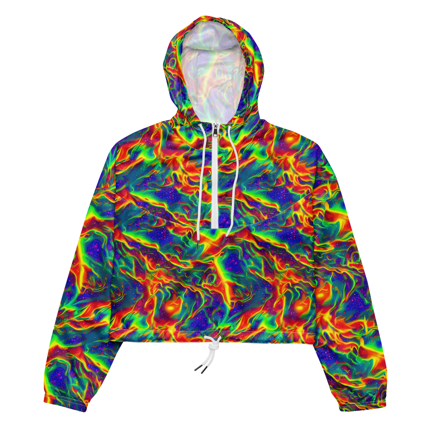 Women's Cropped Windbreaker - Nebula Symphony