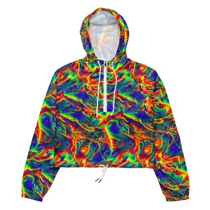 Women's Cropped Windbreaker - Nebula Symphony