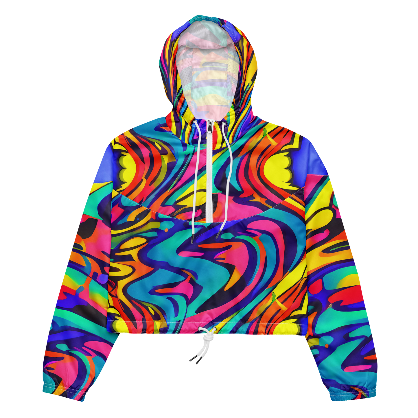 Women's Cropped Windbreaker - Electric Ecstasy