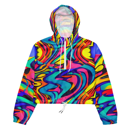 Women's Cropped Windbreaker - Electric Ecstasy