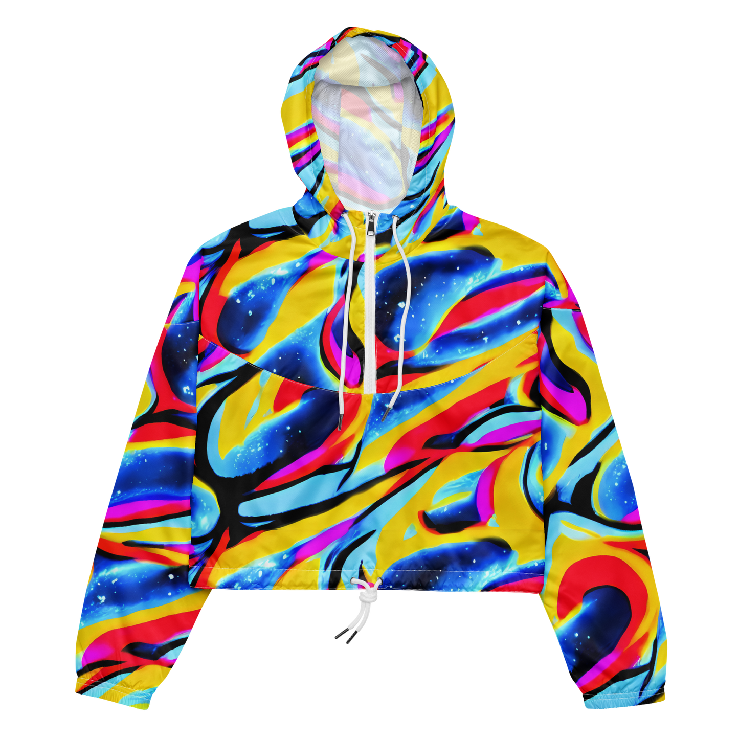 Women's Cropped Windbreaker - Electric Dreamscape