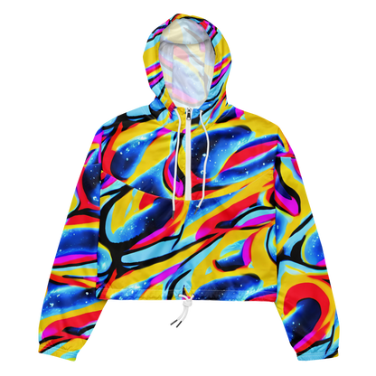 Women's Cropped Windbreaker - Electric Dreamscape