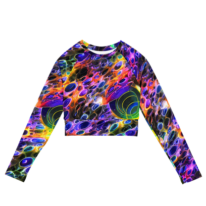 Long Sleeve Crop Top - Neon Orbits