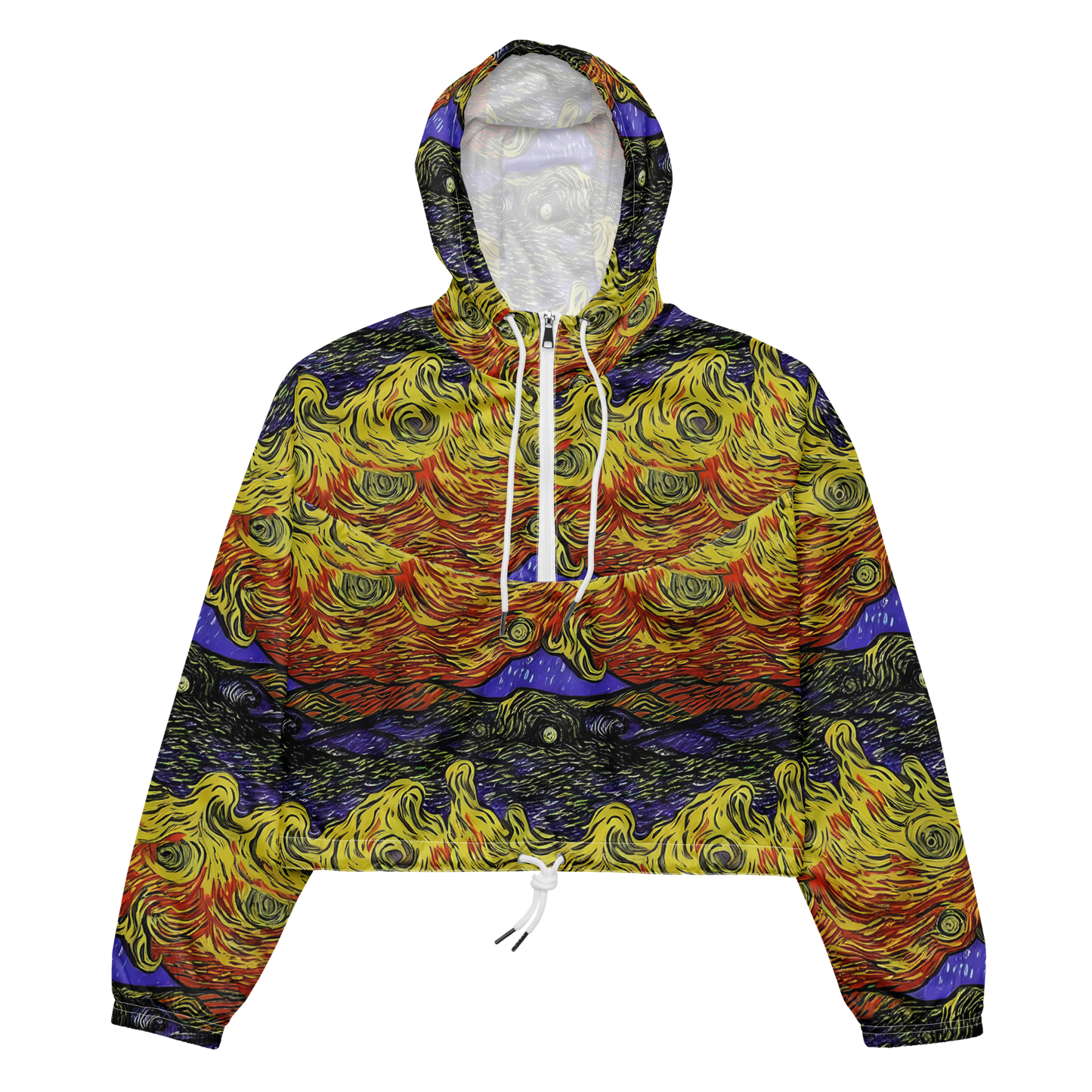 Women's Cropped Windbreaker - Dancing Solar Flare