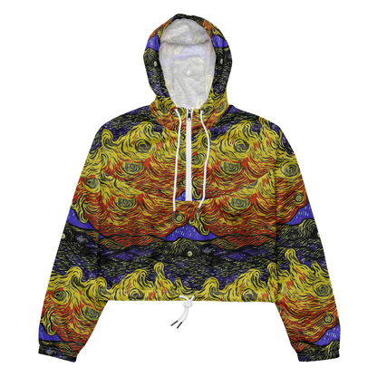 Women's Cropped Windbreaker - Dancing Solar Flare