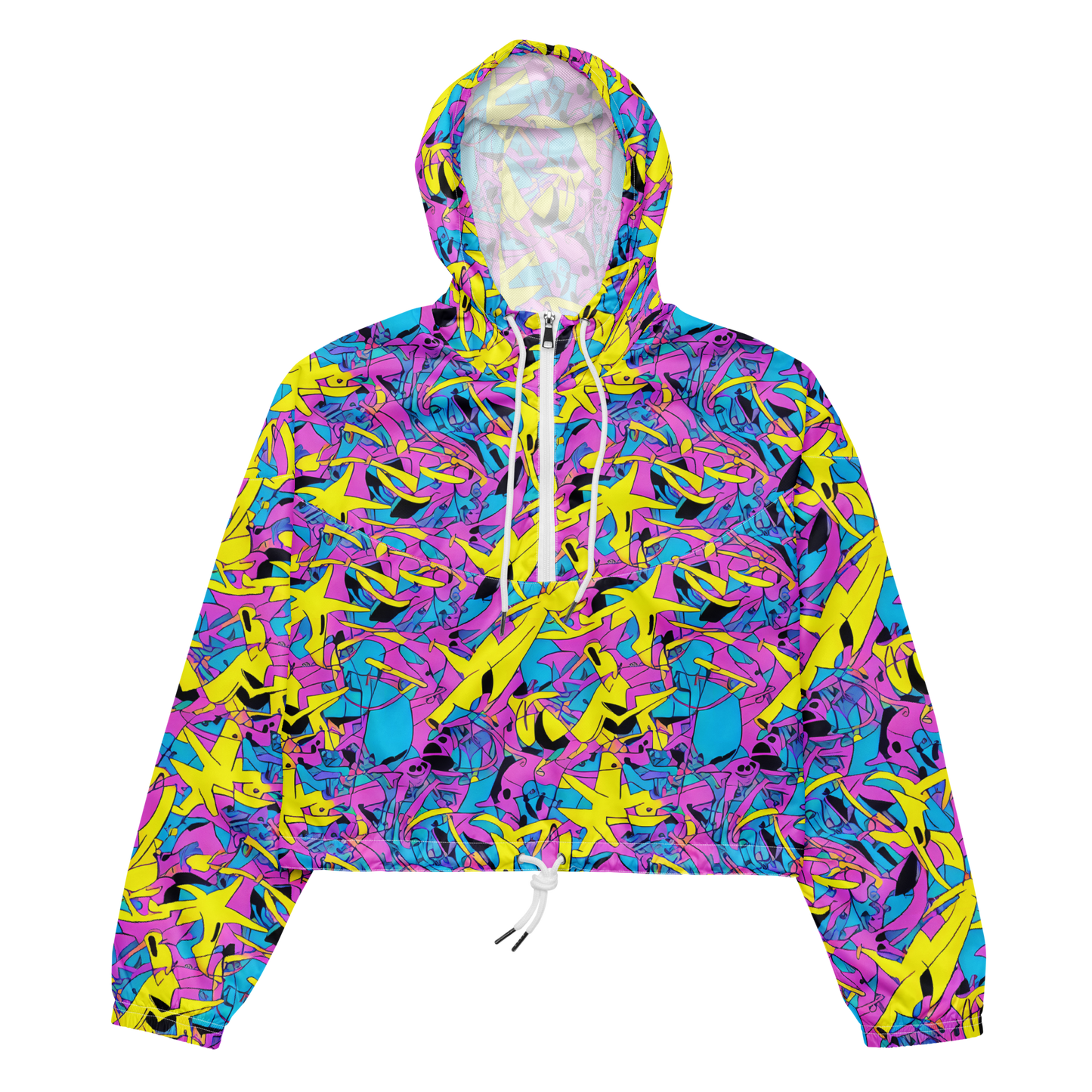 Women's Cropped Windbreaker - Neon Jive
