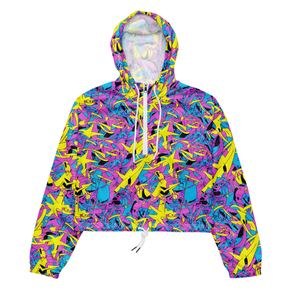 Women's Cropped Windbreaker - Neon Jive