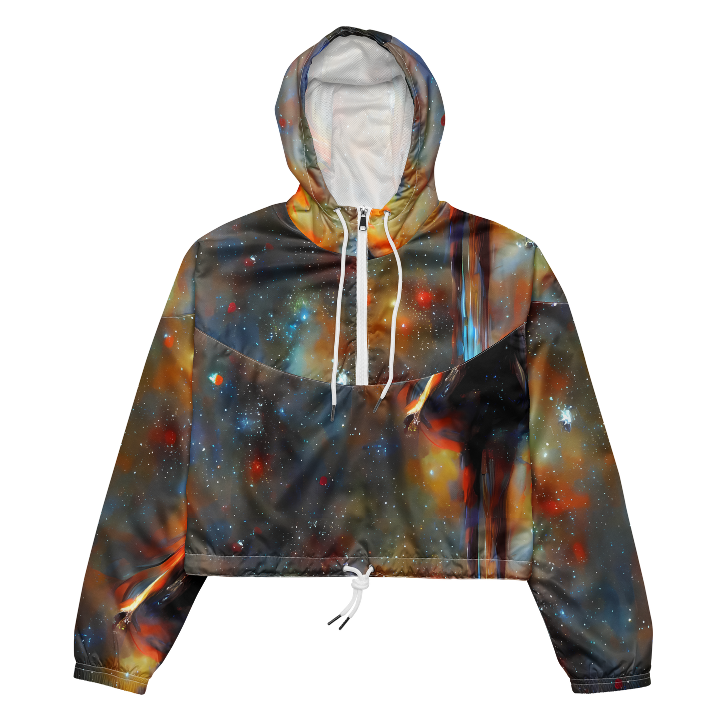 Women's Cropped Windbreaker - Brush Nebula