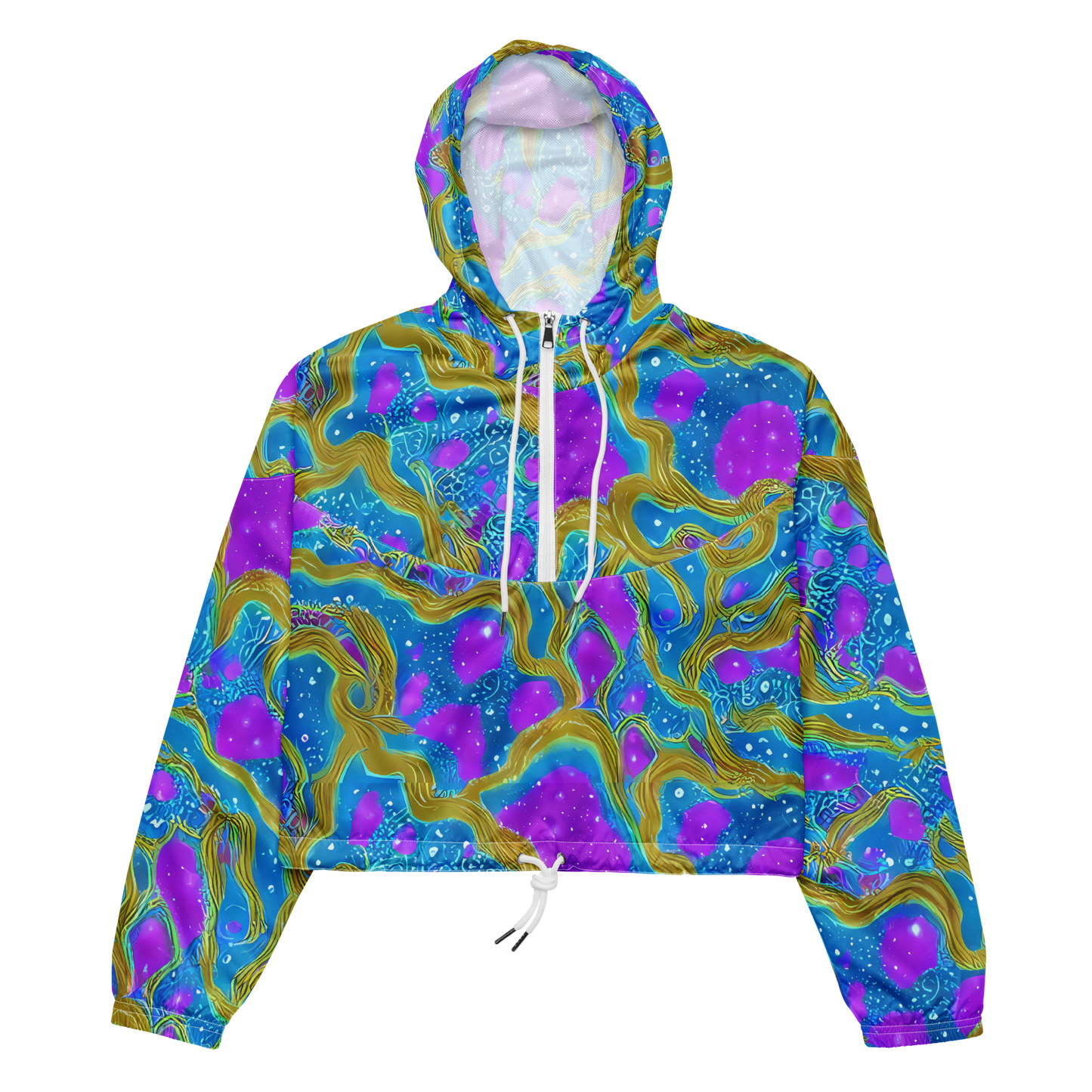 Women's Cropped Windbreaker - Mystic Waves