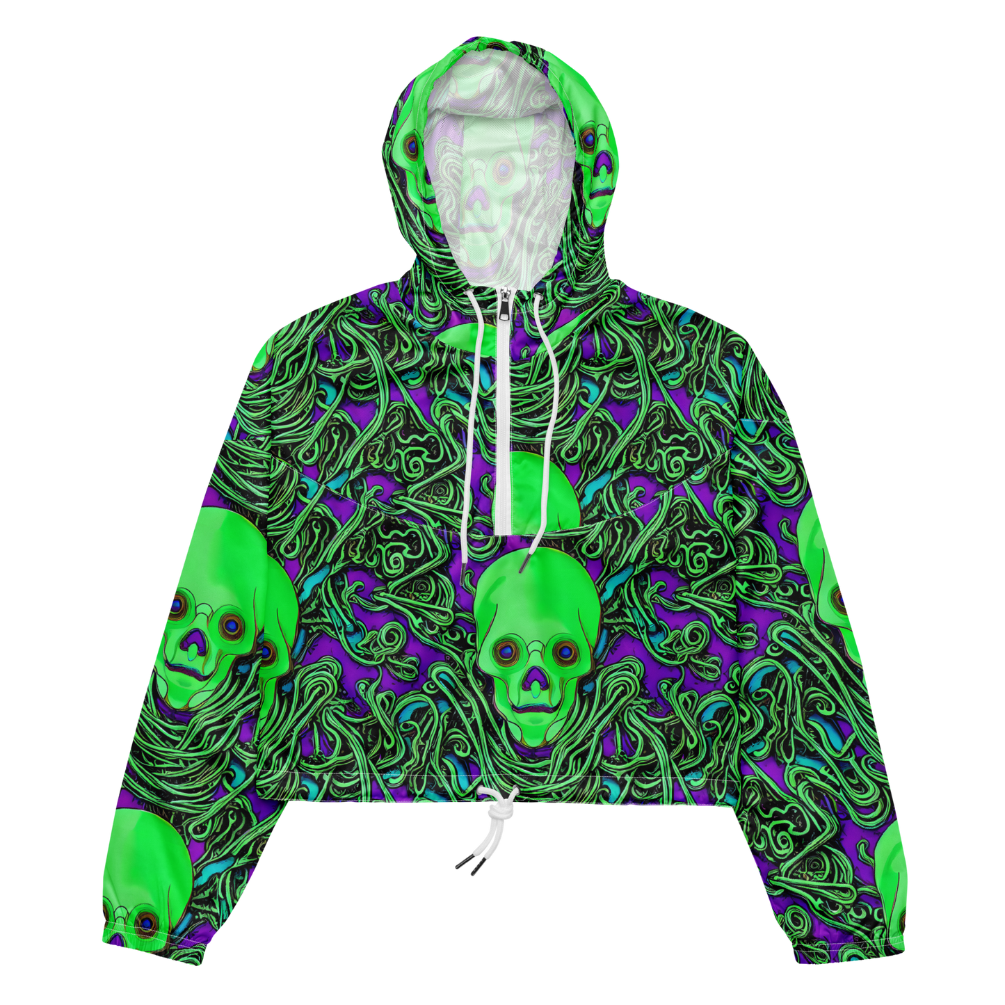 Women's Cropped Windbreaker - Ghostly Labyrinth