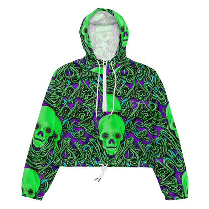 Women's Cropped Windbreaker - Ghostly Labyrinth