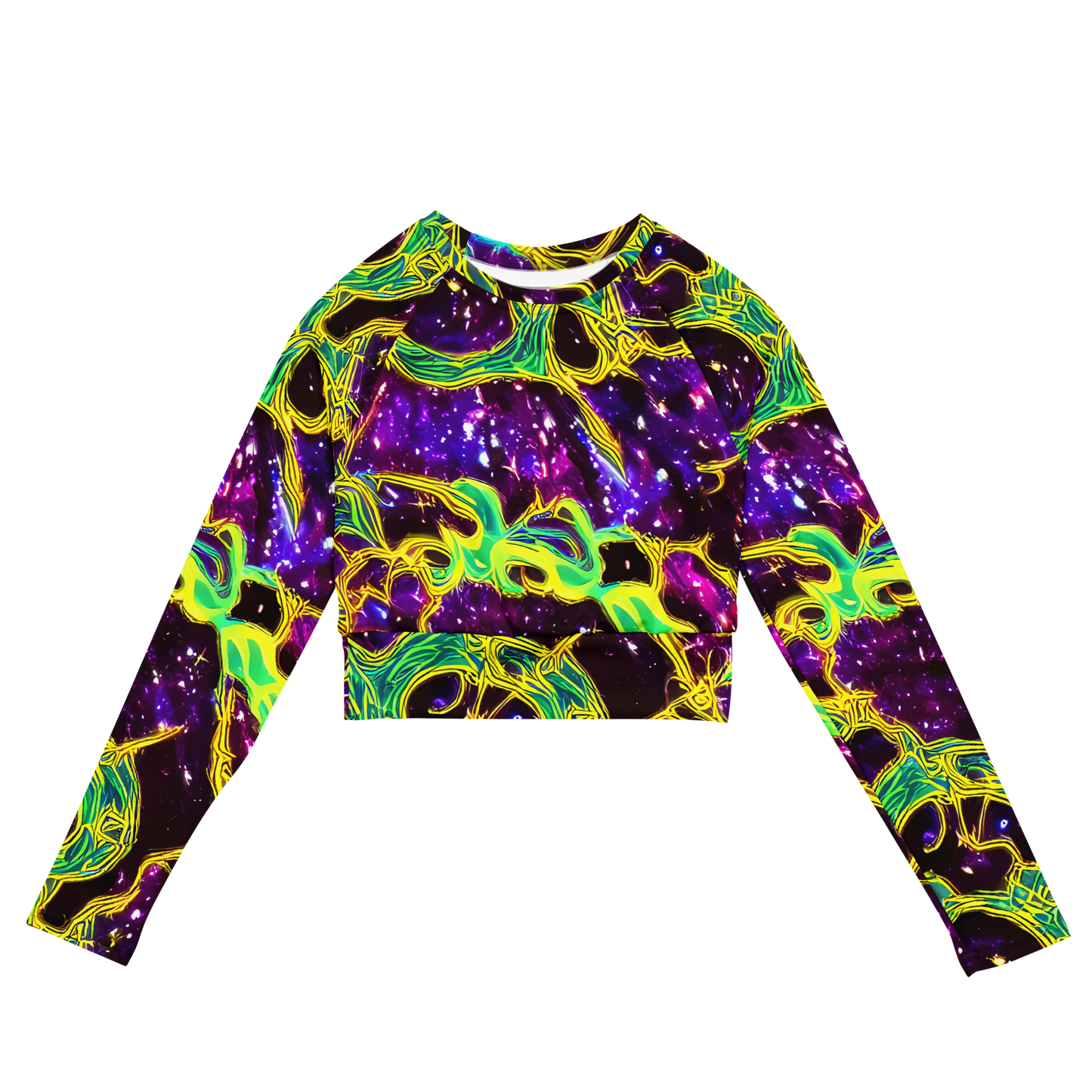 Long Sleeve Crop Top - Galactic Web