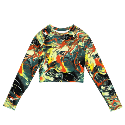 Long Sleeve Crop Top - Fluid Firestorm