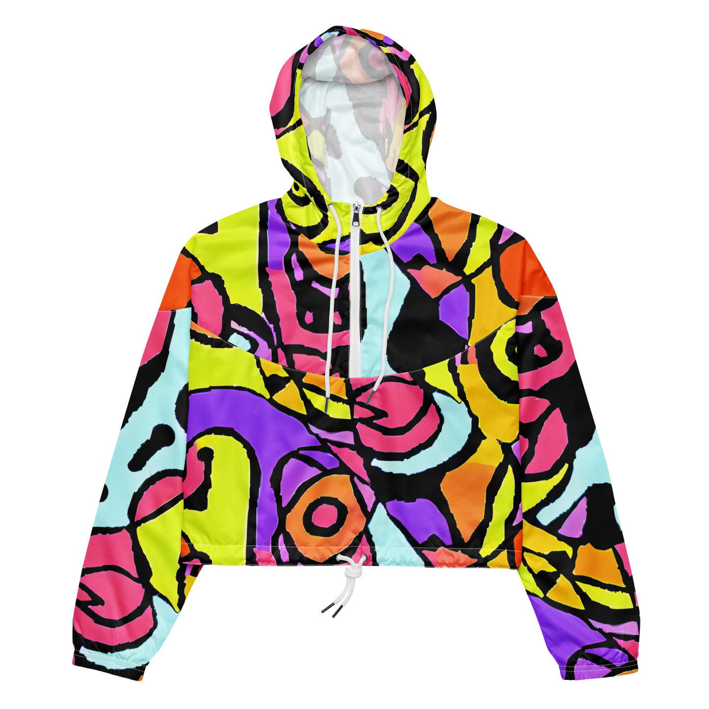 Women's Cropped Windbreaker - Spirals of Joy