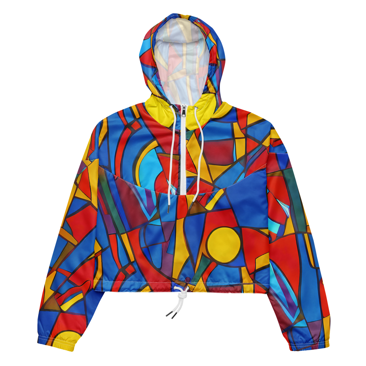 Women's Cropped Windbreaker - Mondrian Maze