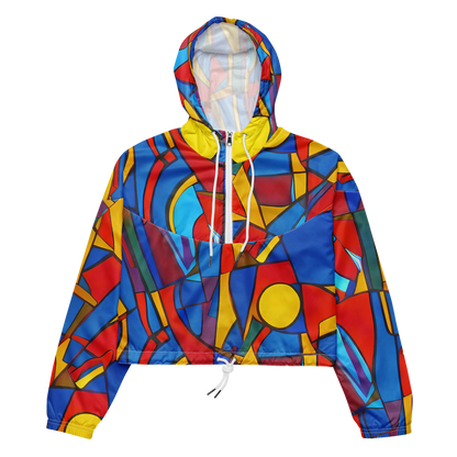 Women's Cropped Windbreaker - Mondrian Maze