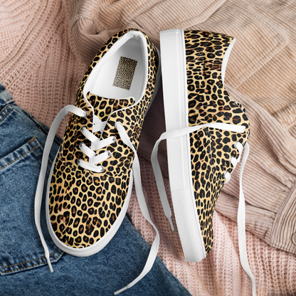 Men's Lace-Up Canvas Shoes - Cheetah Mosaic