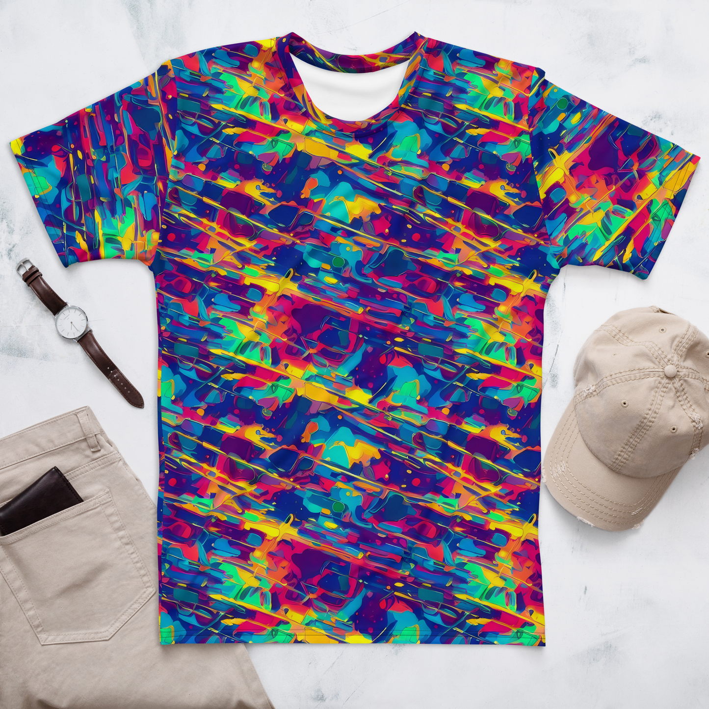 Men's Crew Neck T-Shirt - Spectrum Streaks