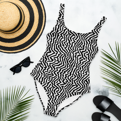 One-Piece Swimsuit - Static Swirl