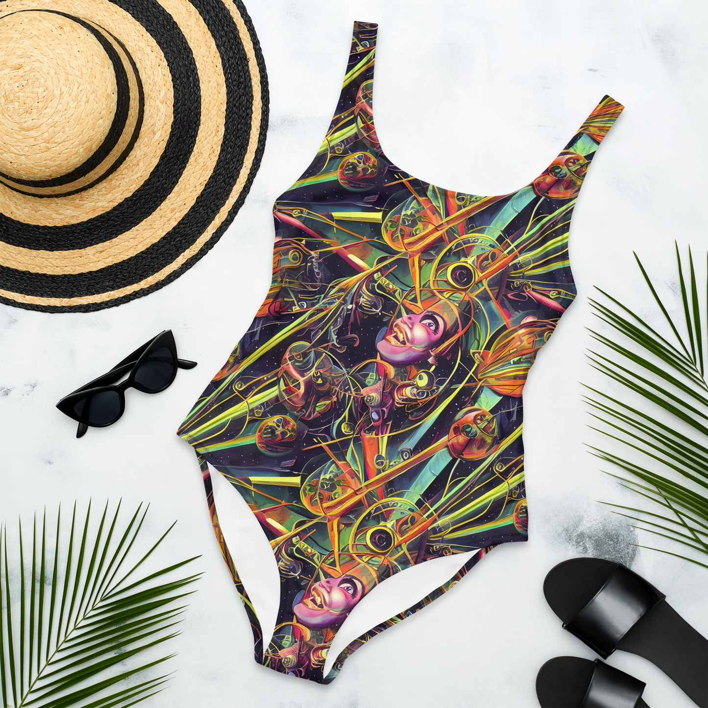 One-Piece Swimsuit - Psychedelic Deep Space