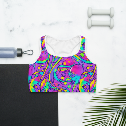 Sports Bra - Neon Galaxy Whirl