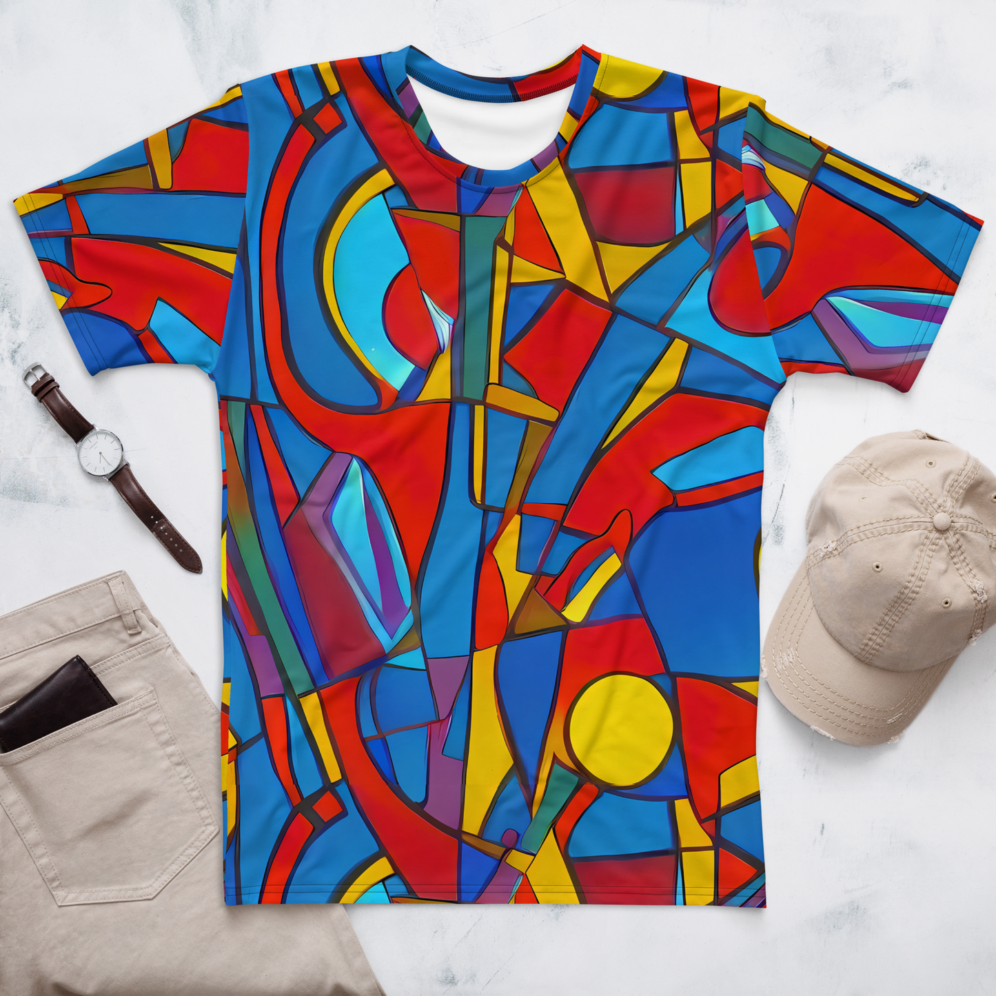 Men's Crew Neck T-Shirt - Mondrian Maze