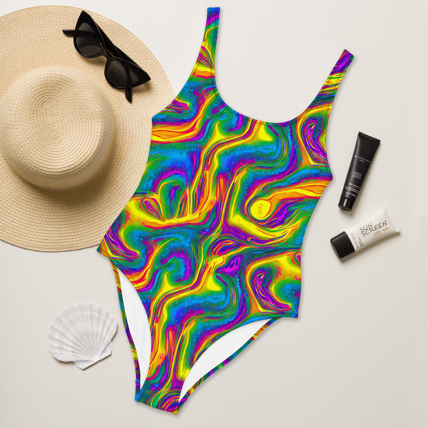 One-Piece Swimsuit - Electric Aurora