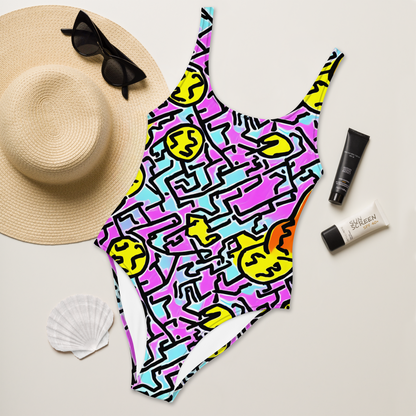 One-Piece Swimsuit - Punk Doodles