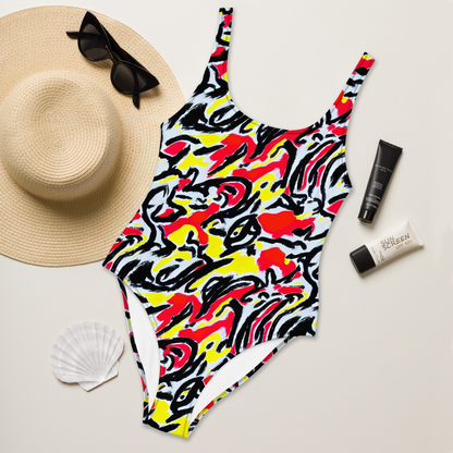 One-Piece Swimsuit - Cosmic Brushstrokes