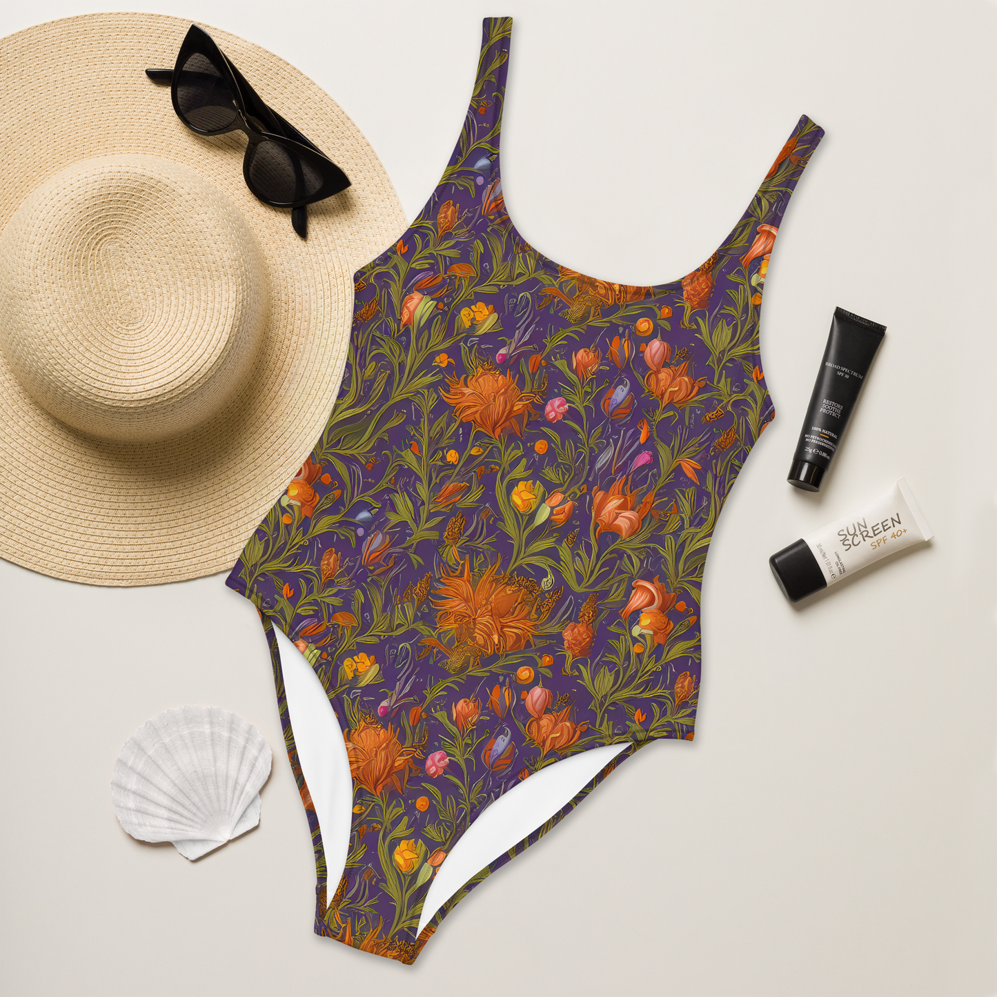 One-Piece Swimsuit - Botanical Nebula