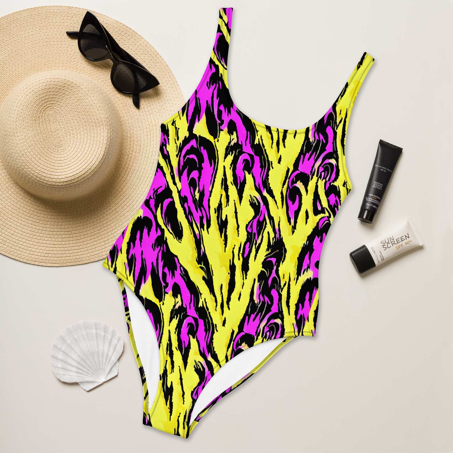 One-Piece Swimsuit - Neon Savanna