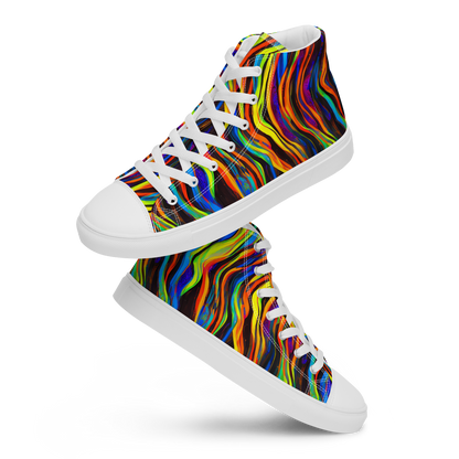 Men's High Top Canvas Shoes - Celestial Waves