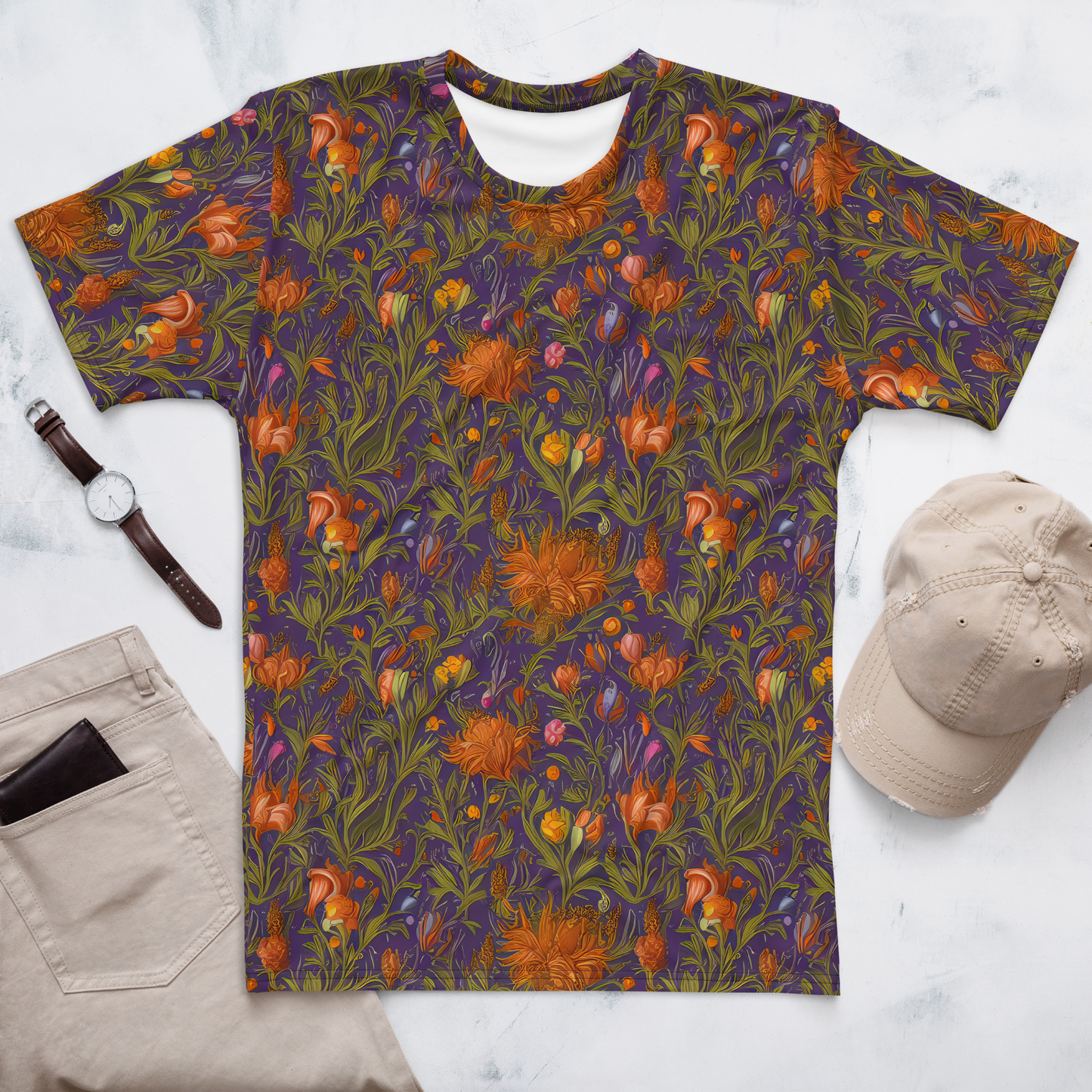 Men's Crew Neck T-Shirt - Botanical Nebula