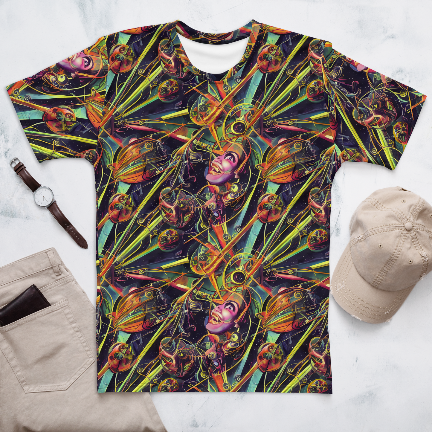 Men's Crew Neck T-Shirt - Psychedelic Deep Space