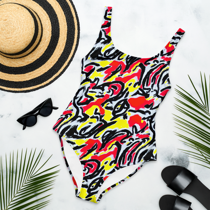 One-Piece Swimsuit - Cosmic Brushstrokes