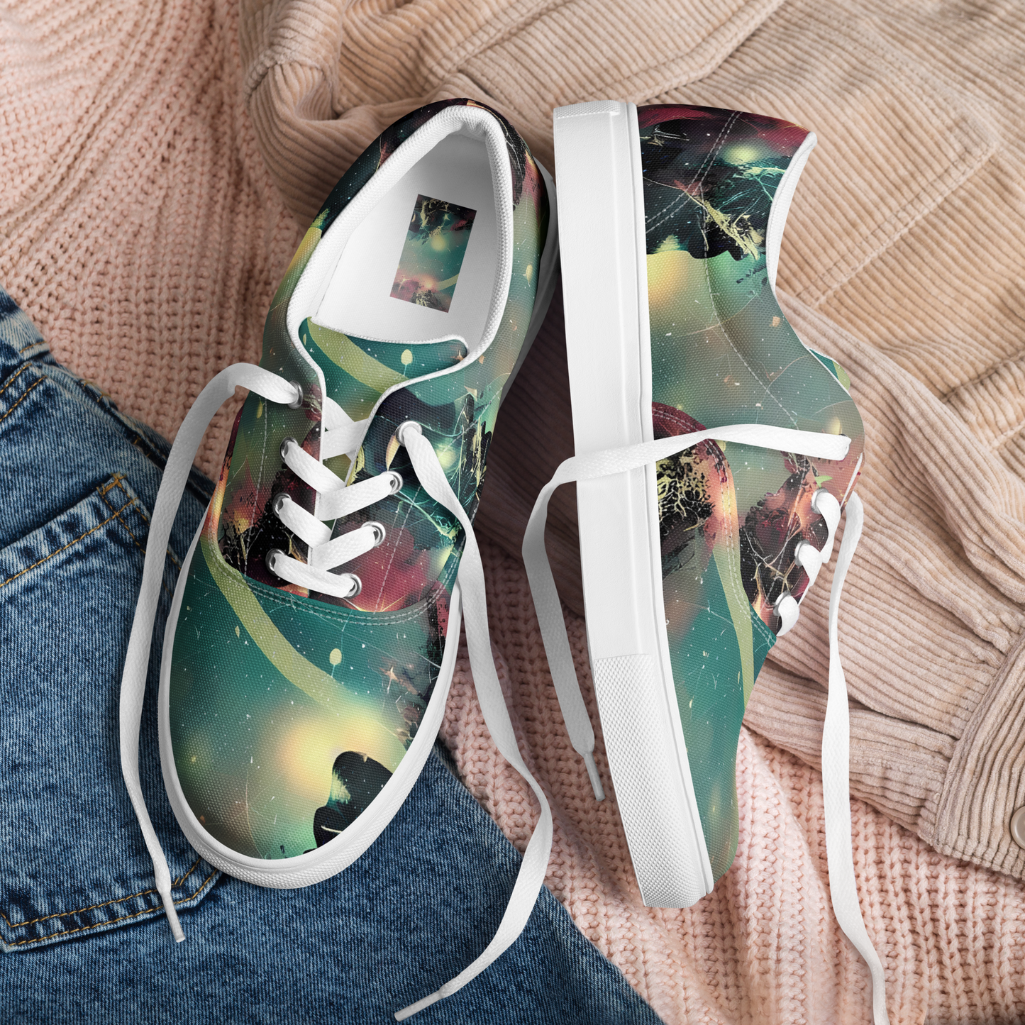 Men's Lace-Up Canvas Shoes - Galactic Serpent