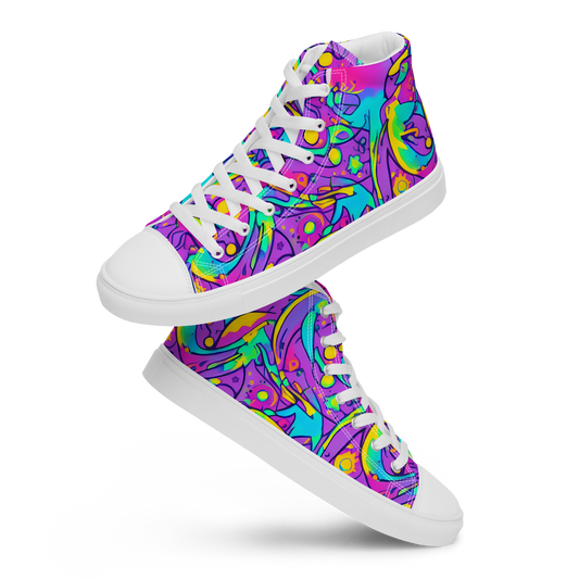 Women's High Top Canvas Shoes - Neon Galaxy Whirl