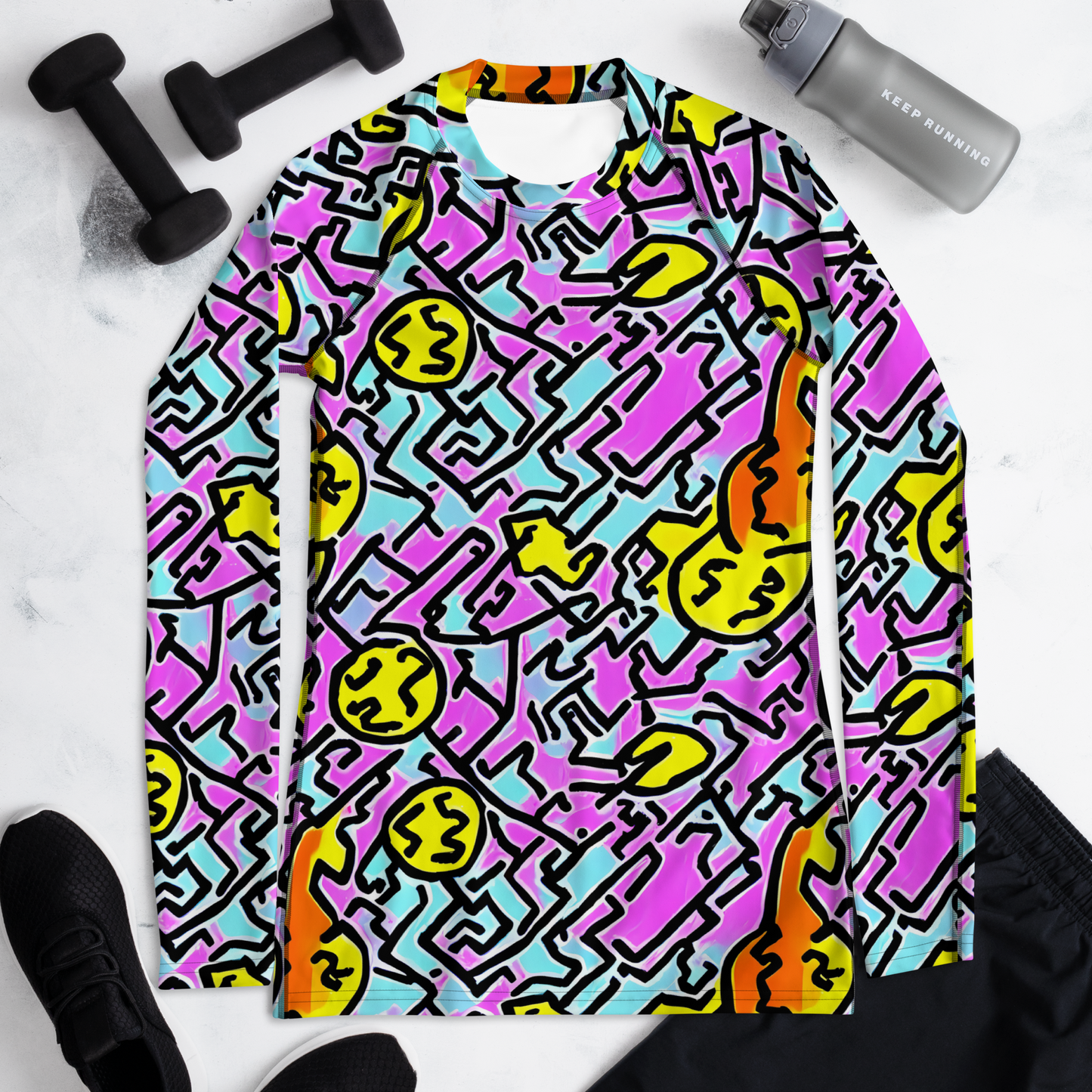 Women's Rash Guard - Punk Doodles