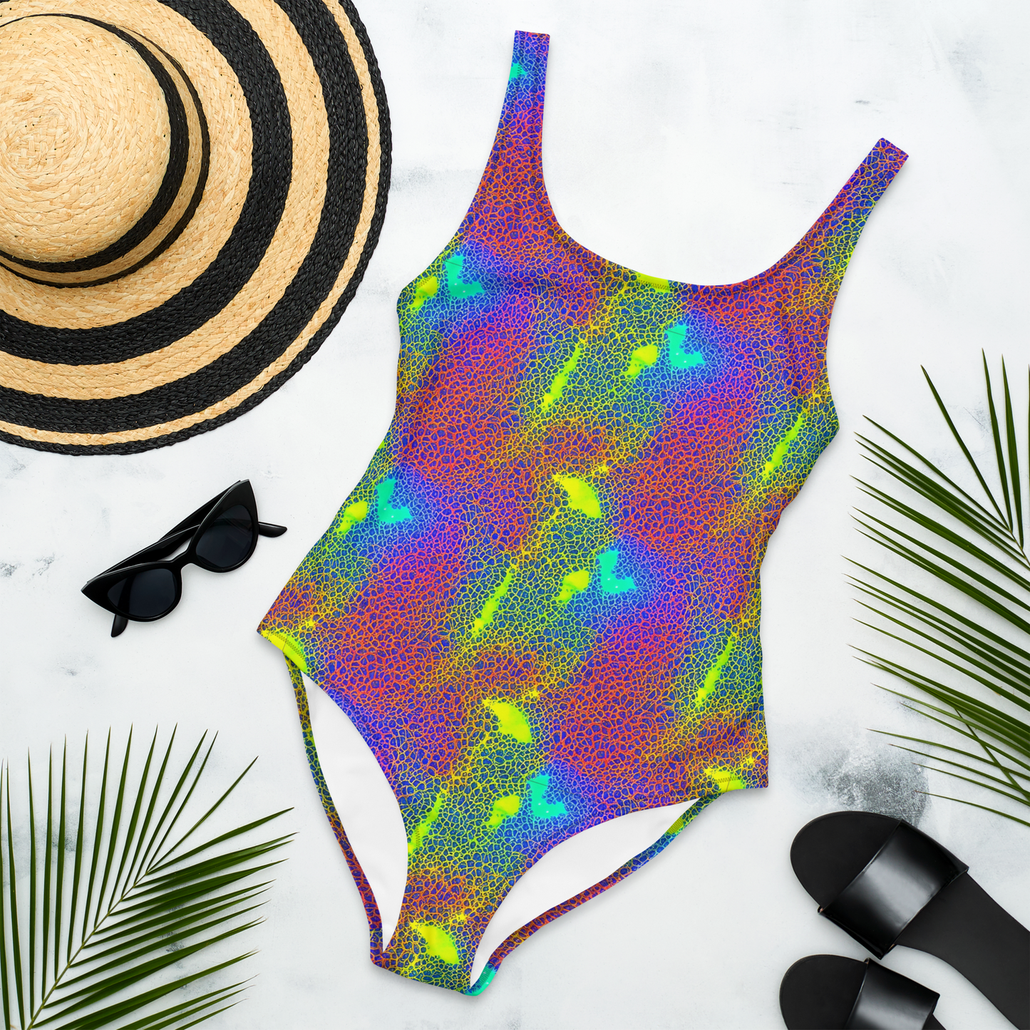 One-Piece Swimsuit - Prismatic Web