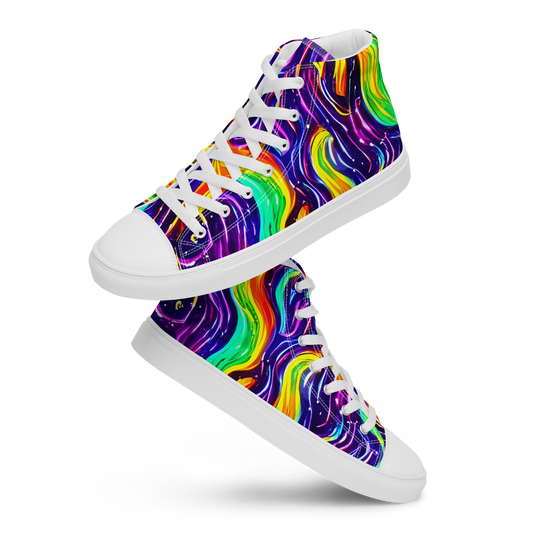 Women's High Top Canvas Shoes - Galactic Flames