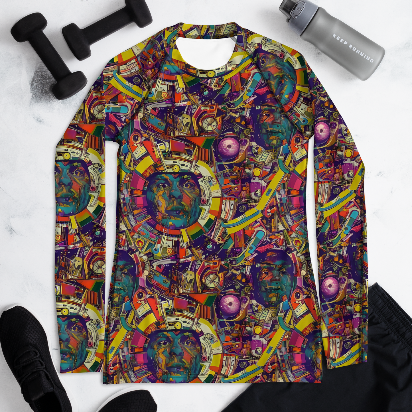 Women's Rash Guard - Cosmic Collage