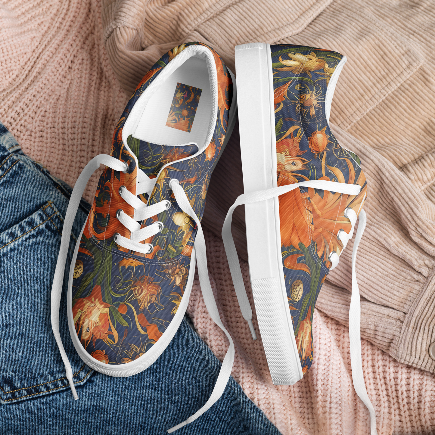 Men's Lace-Up Canvas Shoes - Stellar Blooms