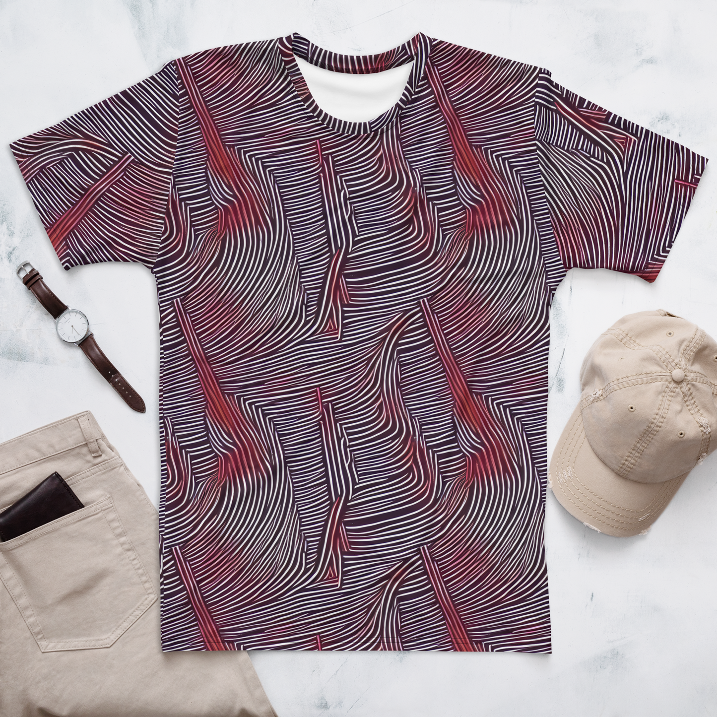 Men's Crew Neck T-Shirt - Nebula Waves