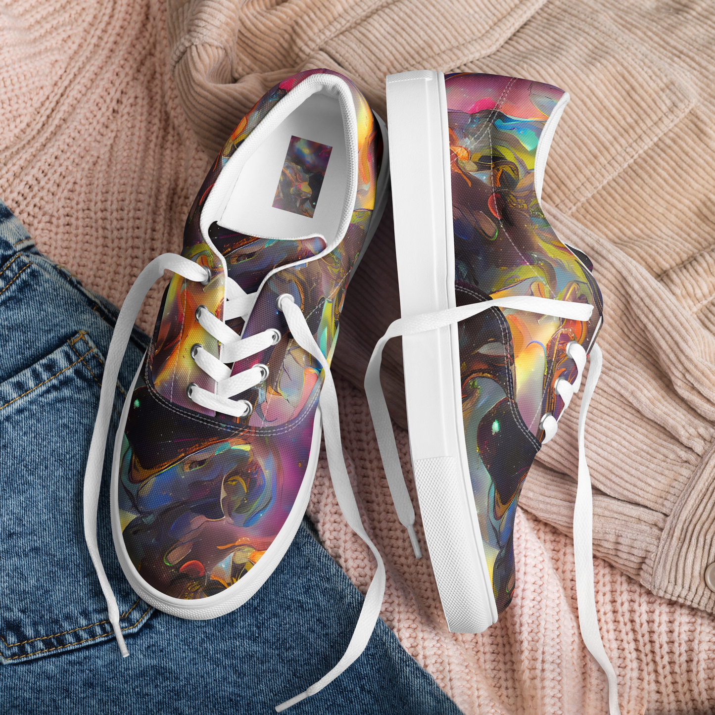 Men's Lace-Up Canvas Shoes - Cosmic Fusion