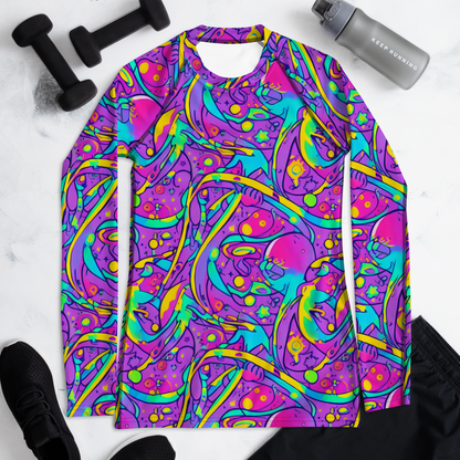 Women's Rash Guard - Neon Galaxy Whirl