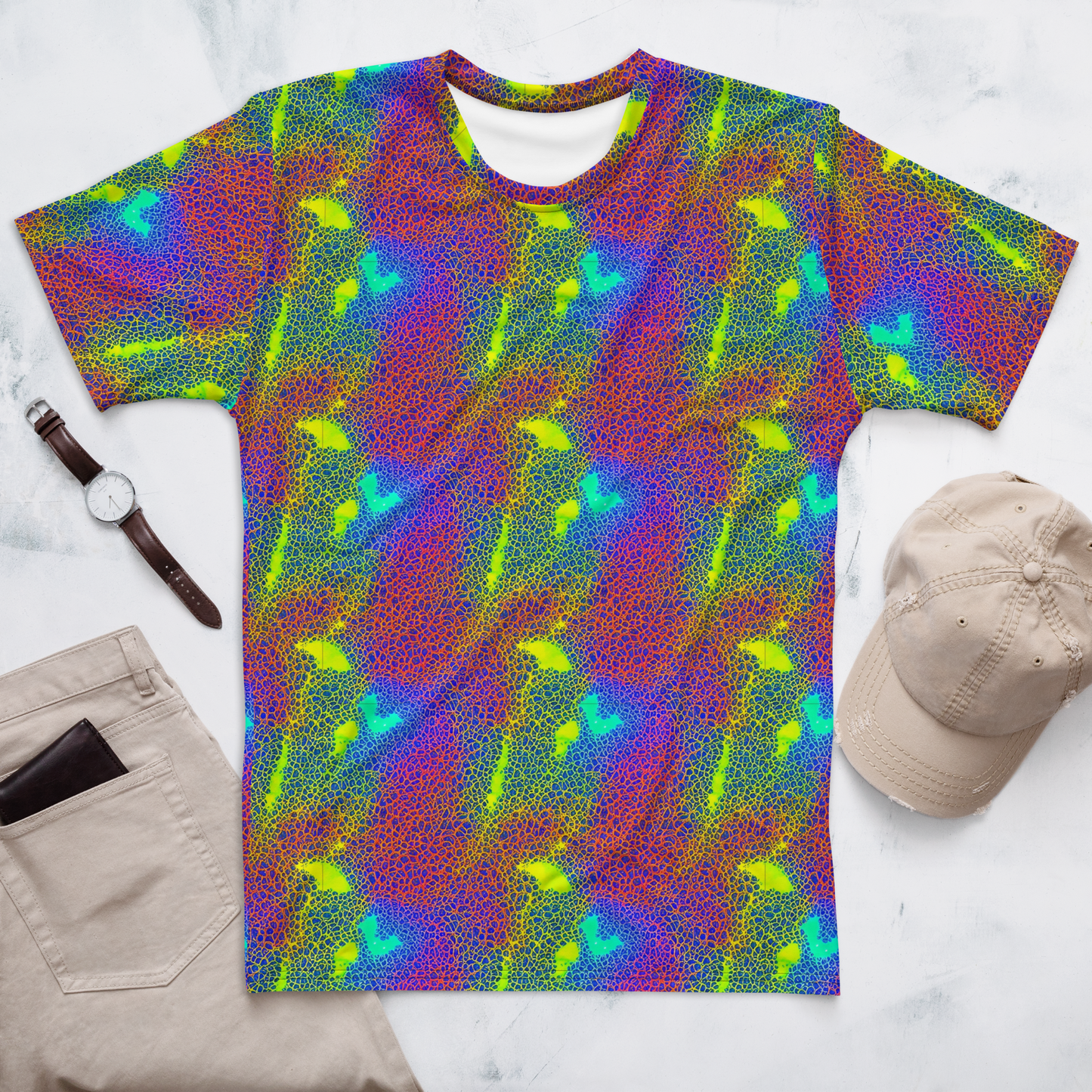 Men's Crew Neck T-Shirt - Prismatic Web